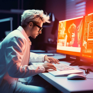 lrob-webmastering-advanced-man-working-computer-orange